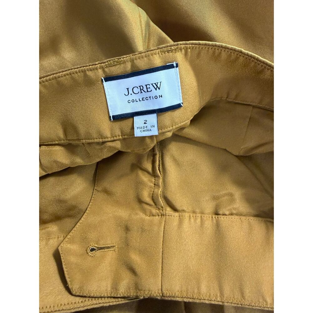 J.Crew Collection Silk Twill High Rise Belted Wide Leg Trouser Golden Brandy 2 - Picture 7 of 12